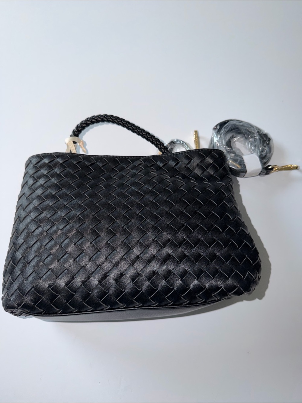 Katie Loxton Black Woven Leather Tote Bag